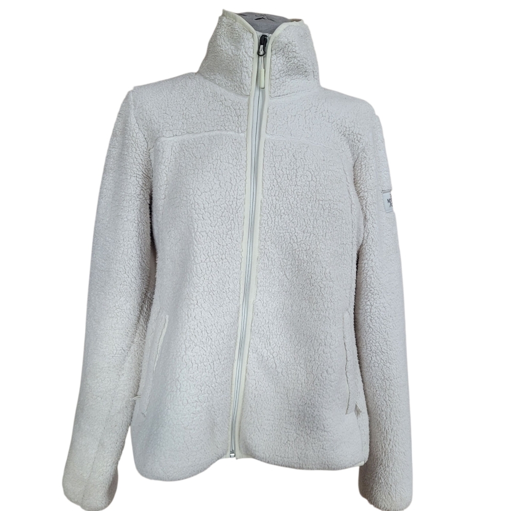 The North Face Cream Sherpa Fleece Zip Front Jacket Women’s Size M - Picture 1 of 8